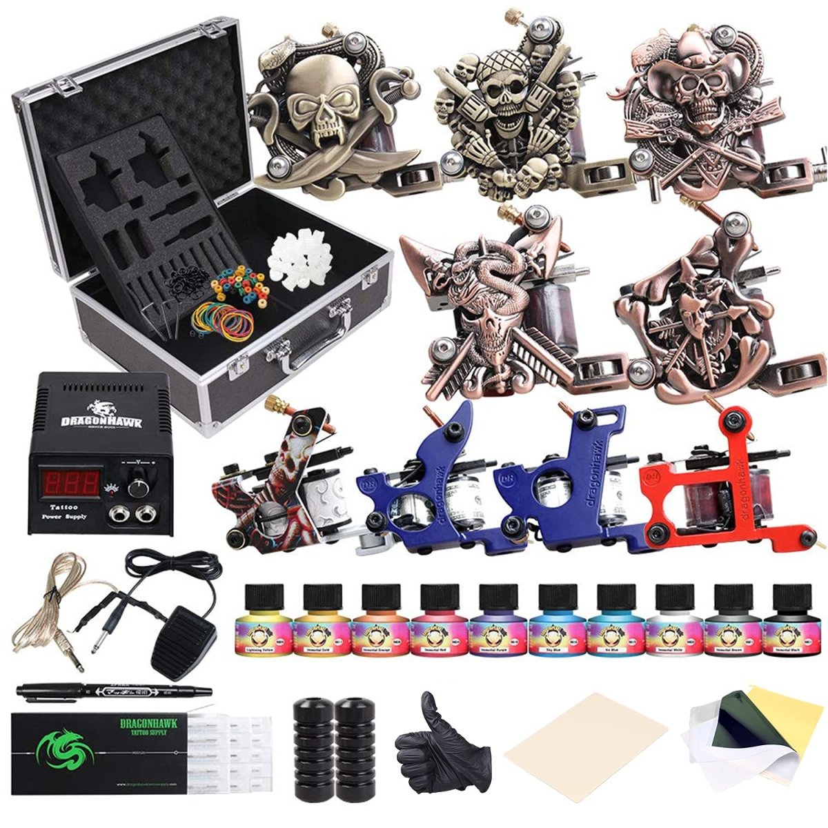 Dragonhawk Skull Coil Tattoo Machine Kit