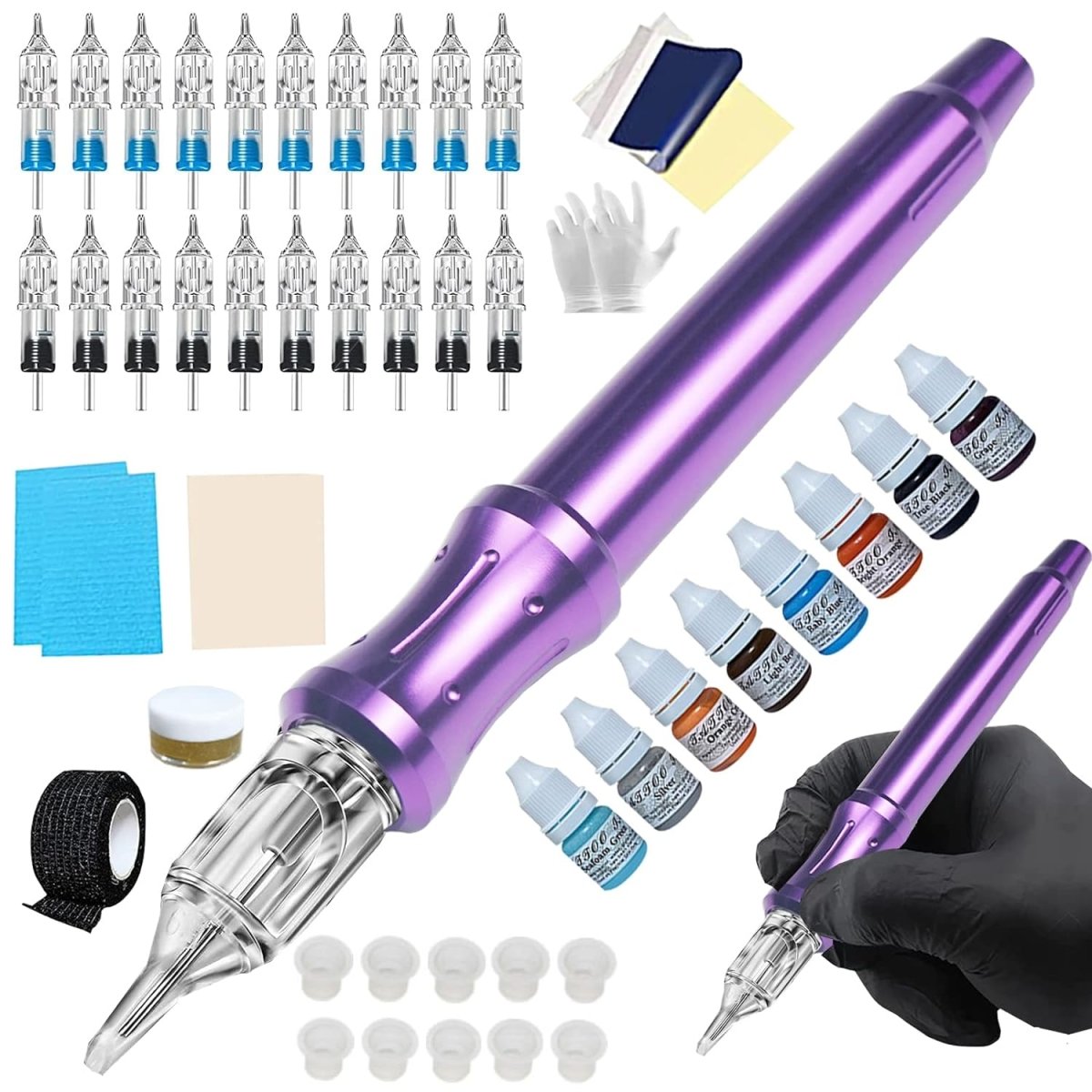 Chiitek Handpoke Tattoo Manual Kit Purple QY-2022AAHPP