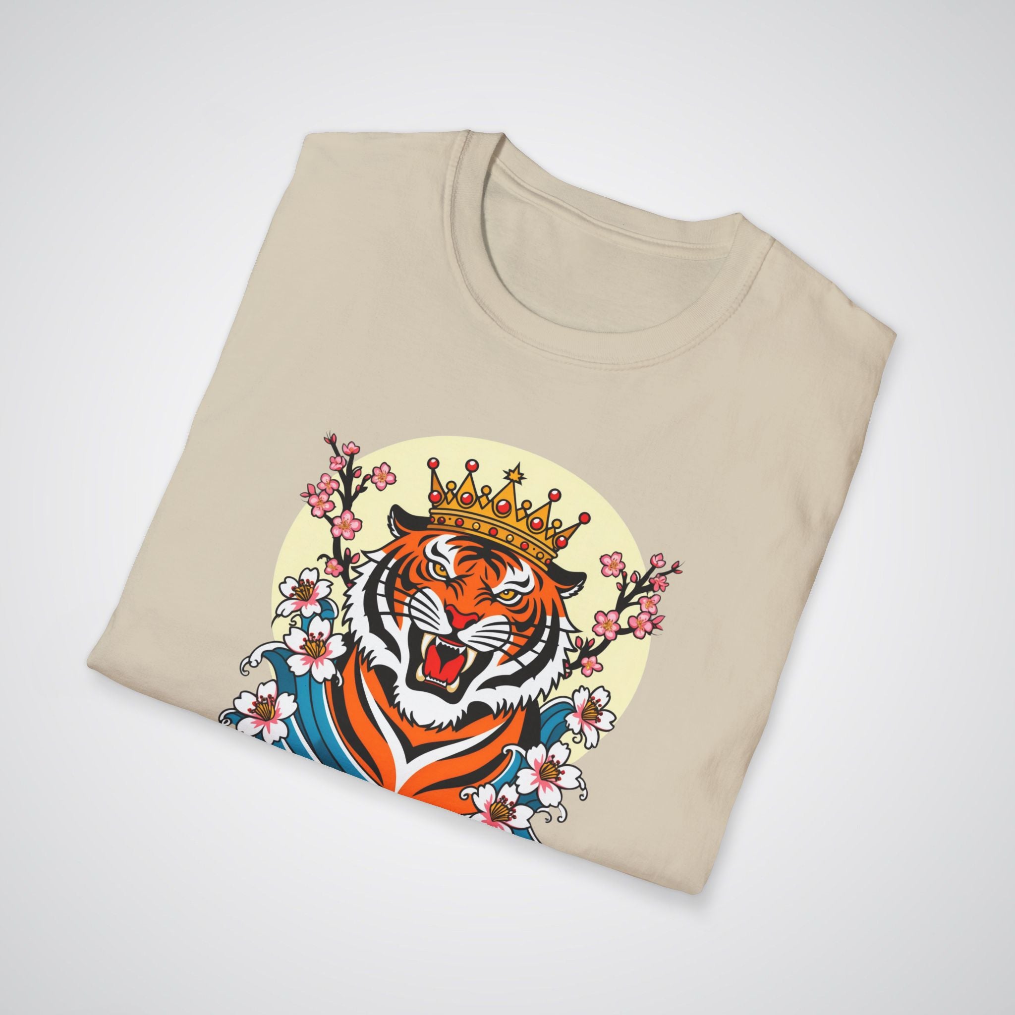 Tiger with Crown Neo-Traditional Tattoo Unisex T-Shirt