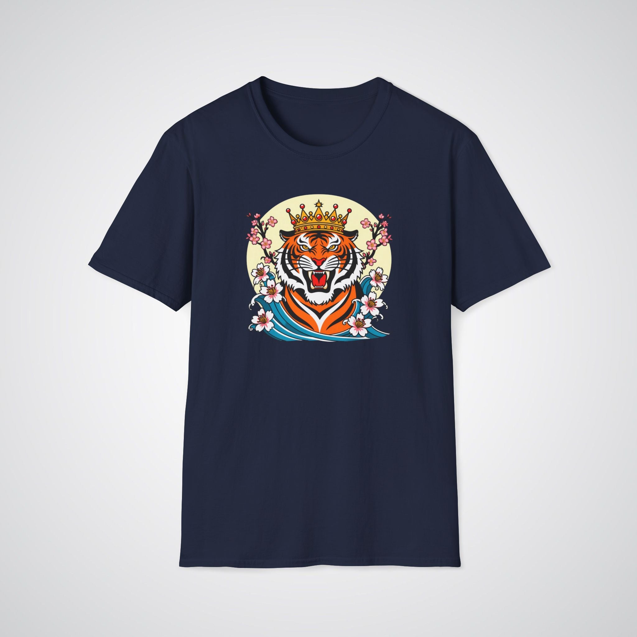 Tiger with Crown Neo-Traditional Tattoo Unisex T-Shirt