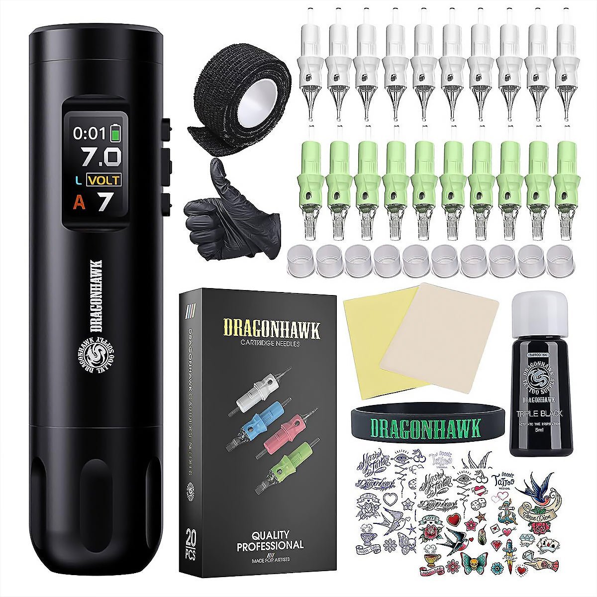 Dragonhawk X7 Wireless Tattoo Pen Kit