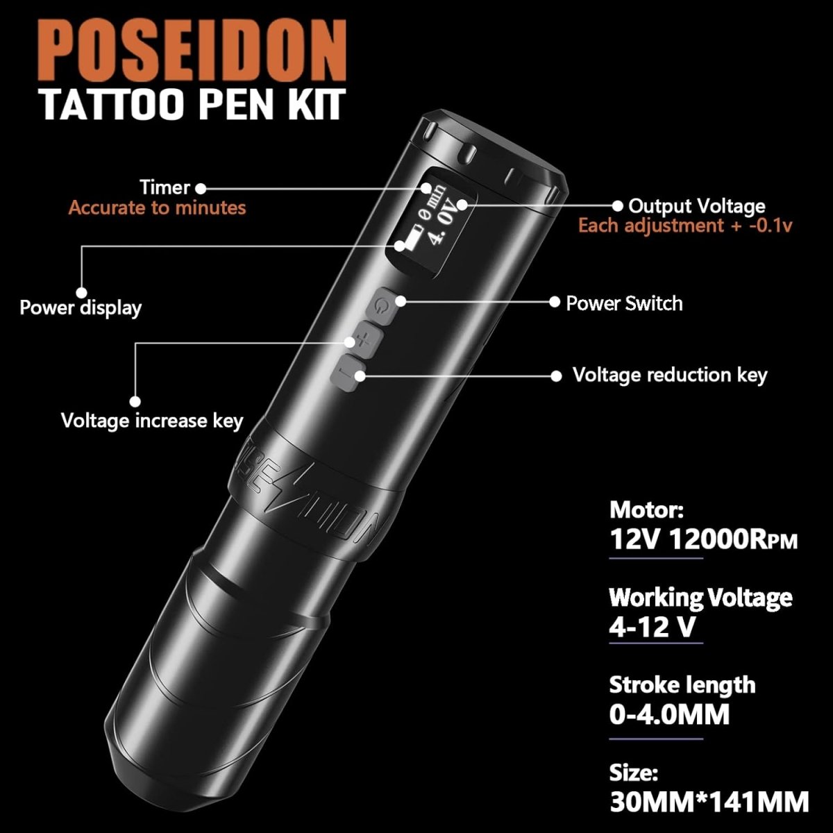 Poseidon Leap Wireless Tattoo Pen Machine Kit