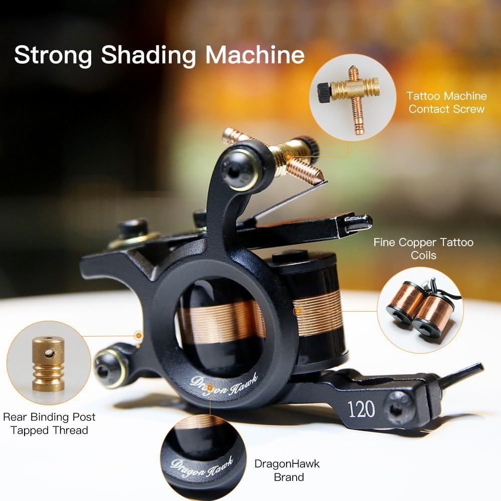 Dragonhawk Traditional Pro Complete Coil Tattoo Machine Kit 11-85