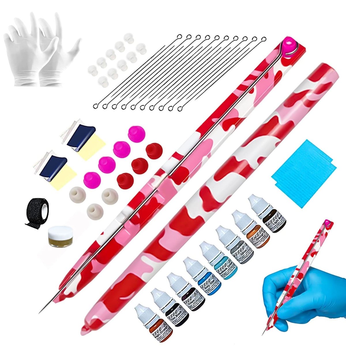 Pink Camo Hand Poke Tattoo Kit