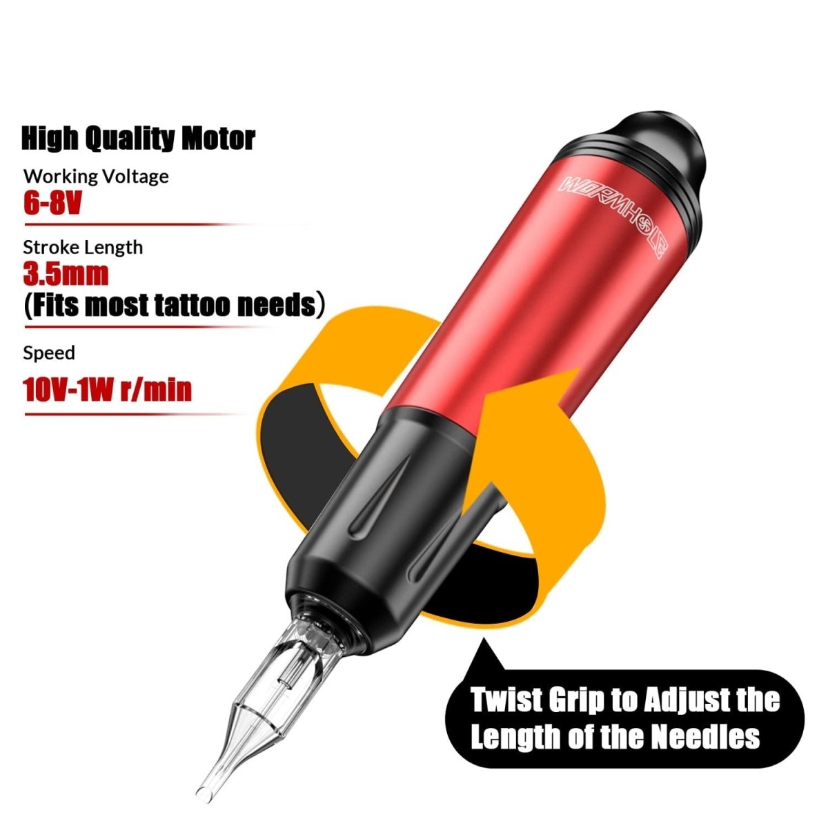 Wormhole Tattoo Pen Machine Kit - Red TK108