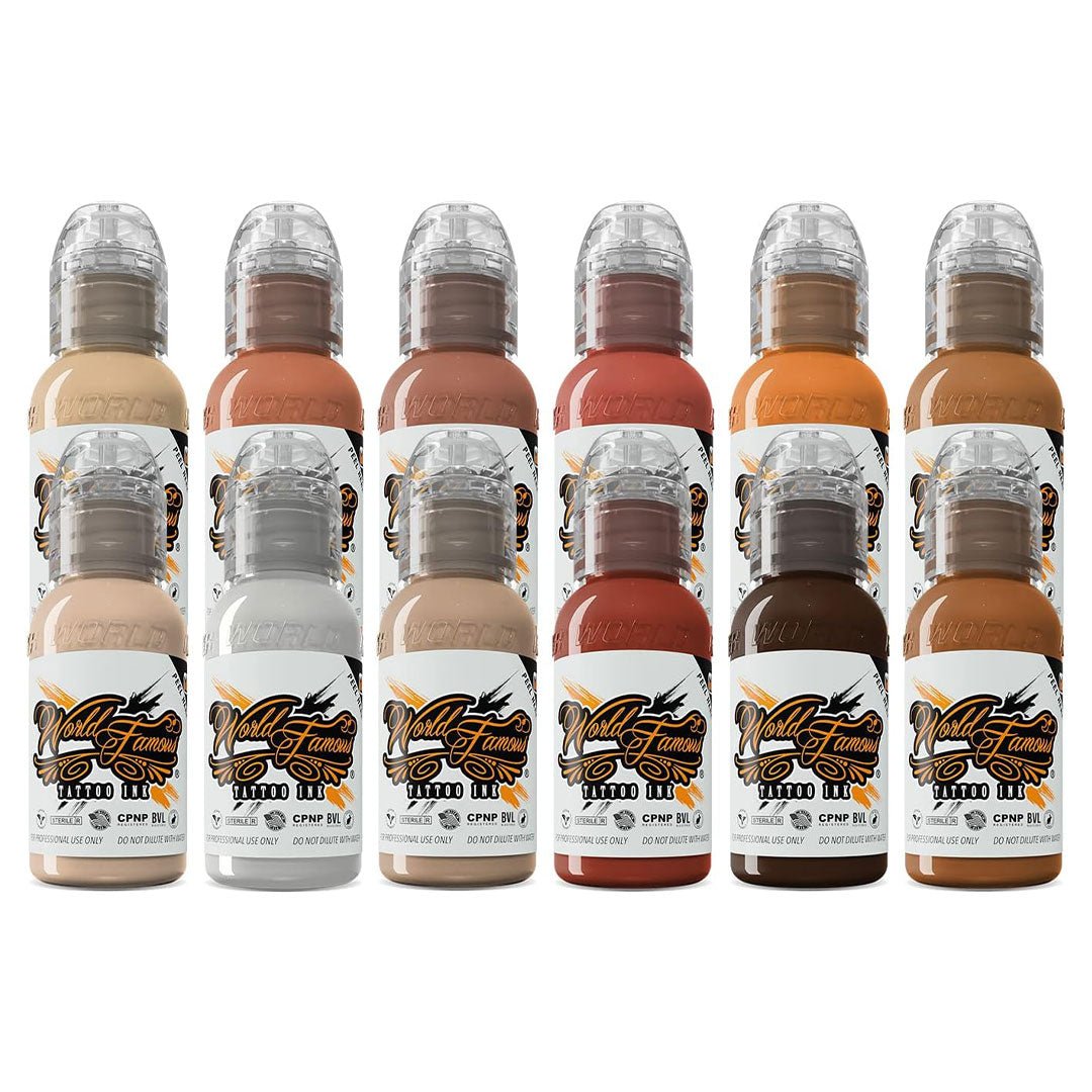 World Famous Skin Tone Color Tattoo Ink Set - 1 oz each