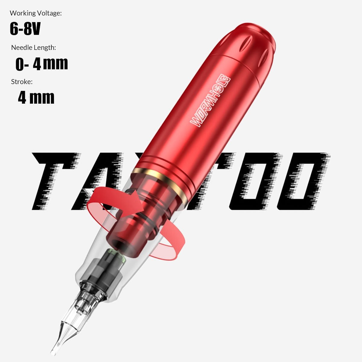 Wormhole Tattoo Pen Machine Kit - Red WTK070-B