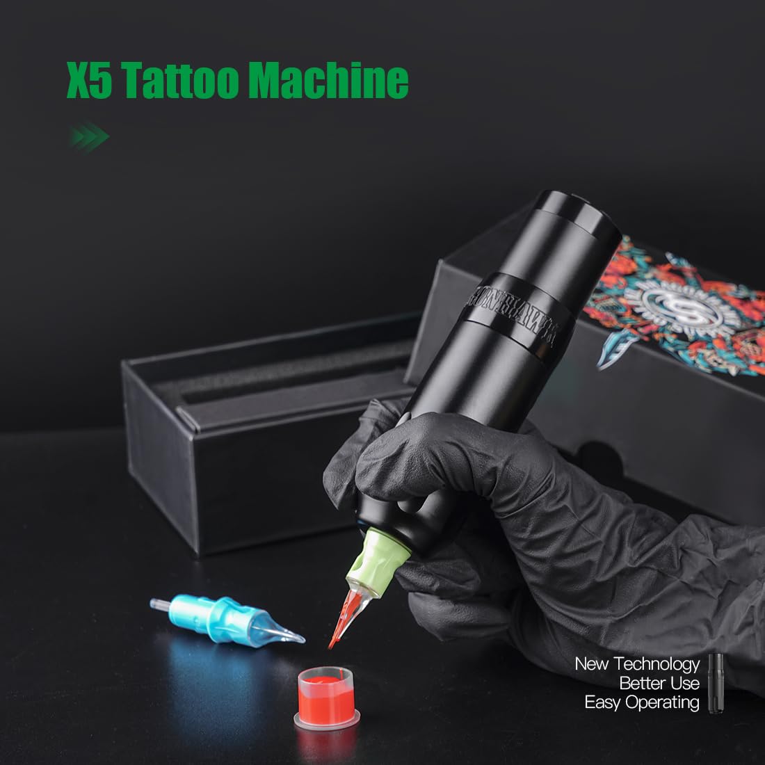 Dragonhawk Mast X5 Wireless Tattoo Pen Machine Kit