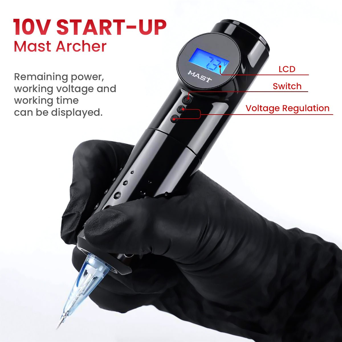 Mast Archer Blue Wireless Tattoo Pen Machine 3.5mm Stroke