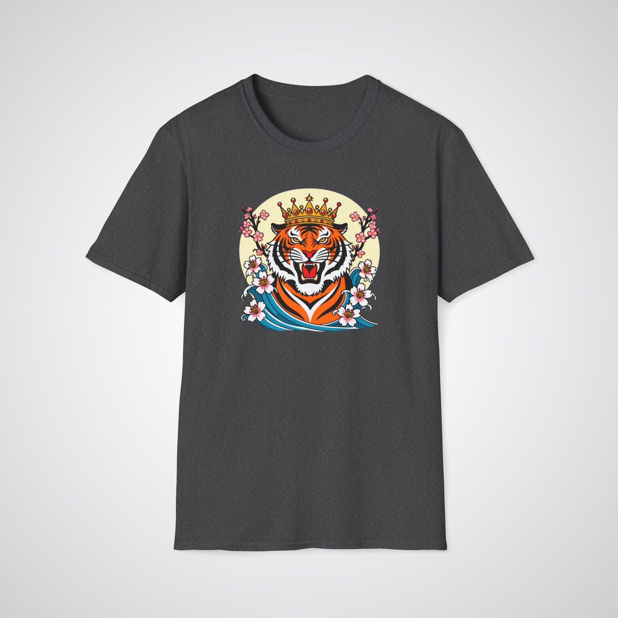 Tiger with Crown Neo-Traditional Tattoo Unisex T-Shirt