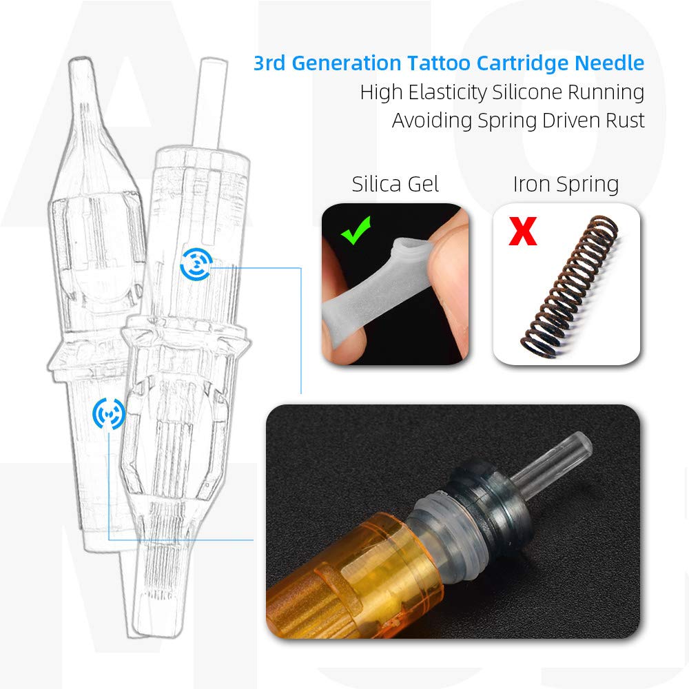 Atomus Yellow 9RL Tattoo Needle Cartridges - 10pcs