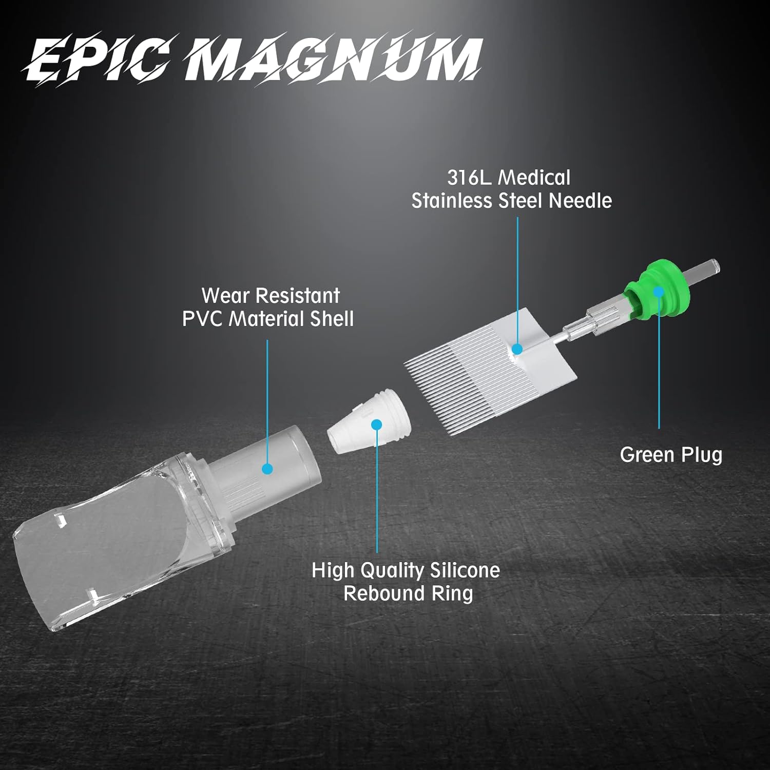 EZTAT2 EPIC Magnum Tattoo Needle Cartridges Standard 39M1 - 8pcs