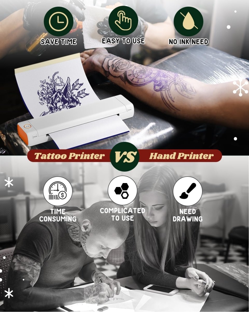 Phomemo M08F Wireless Tattoo Transfer Stencil Printer - White & Orange