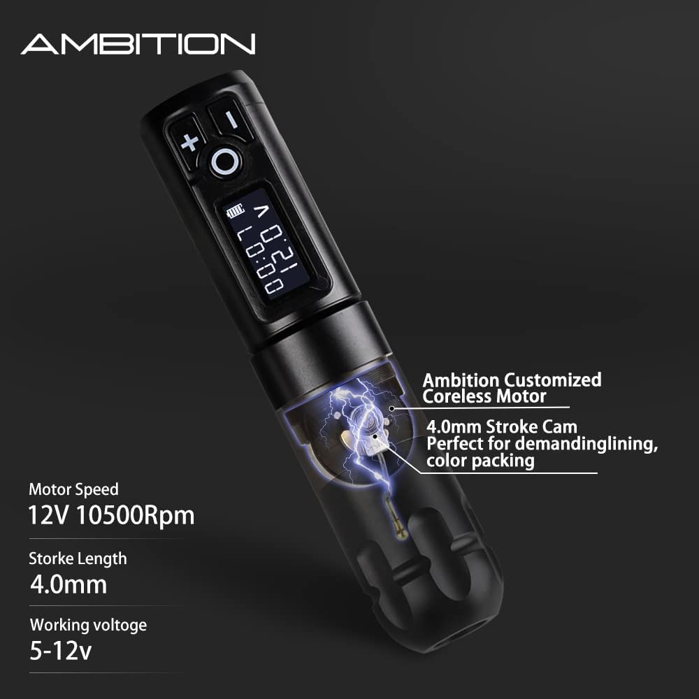 Ambition Soldier Green Wireless Tattoo Pen Machine Kit