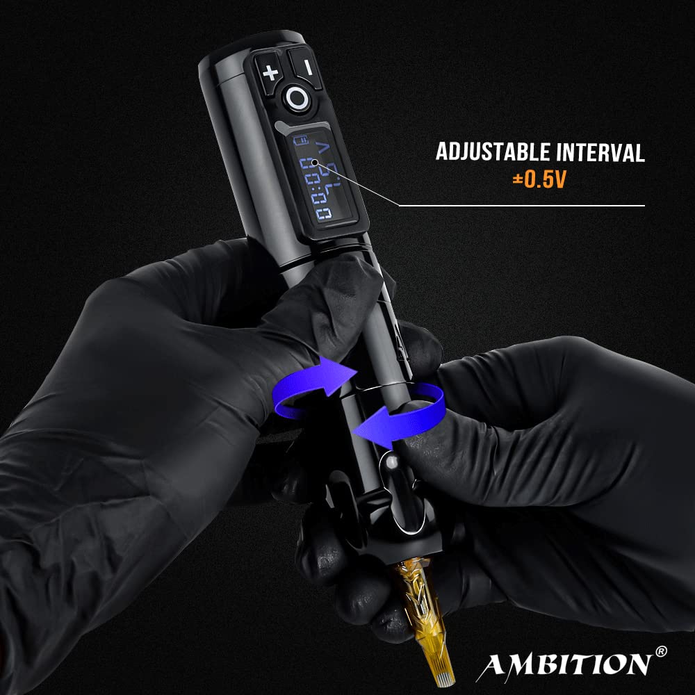 Ambition Soldier Matte Black Rotary Wireless Tattoo Pen Machine