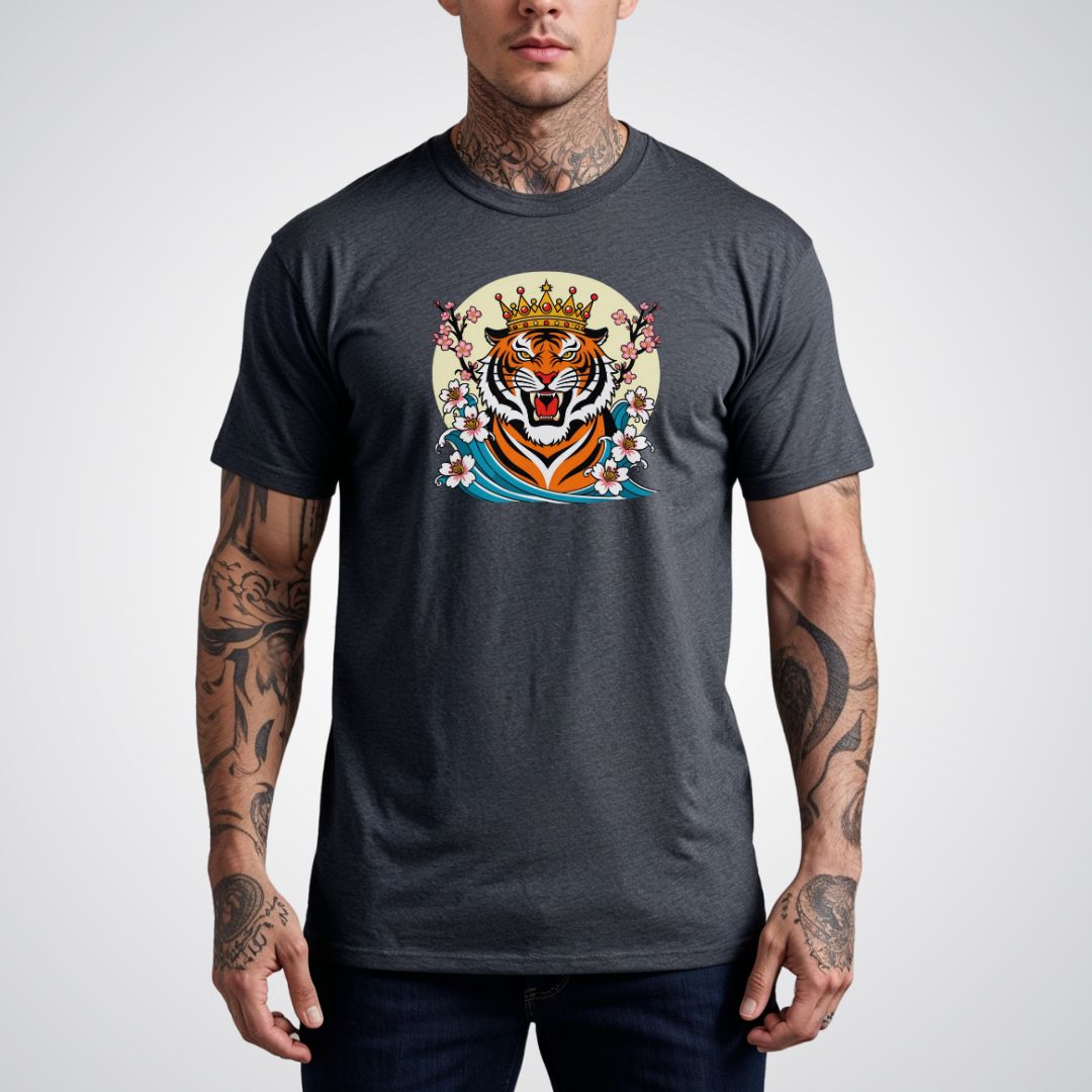 Tiger with Crown Neo-Traditional Tattoo Unisex T-Shirt