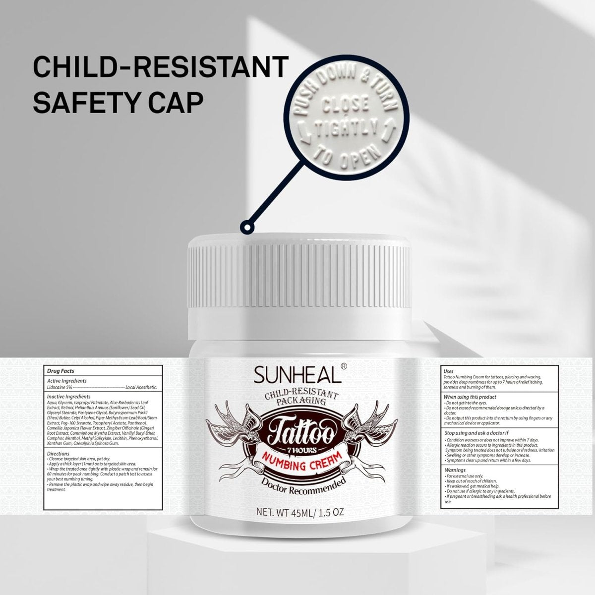 Tattoo Numbing Cream by Sunheal - 1.5 oz