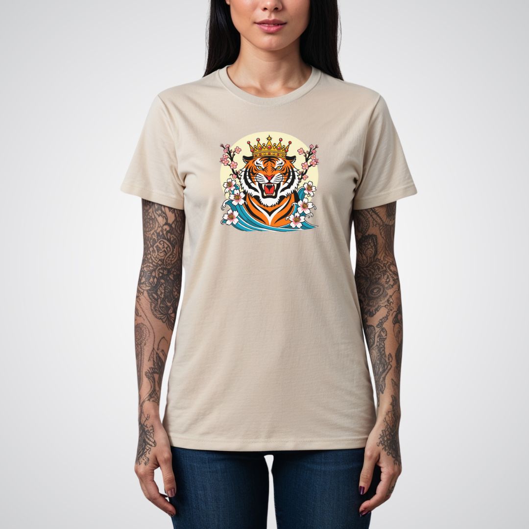 Tiger with Crown Neo-Traditional Tattoo Unisex T-Shirt