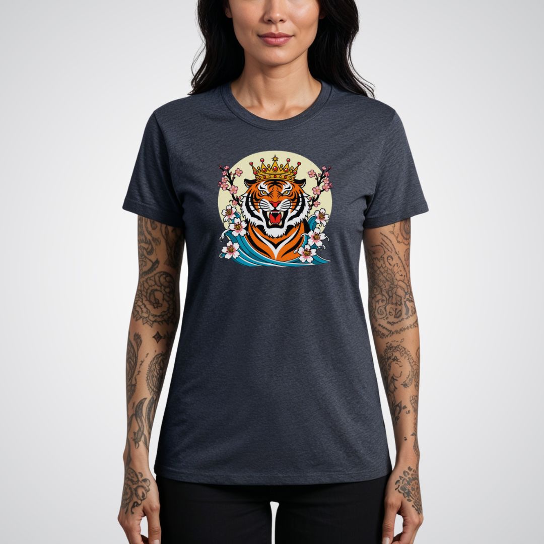 Tiger with Crown Neo-Traditional Tattoo Unisex T-Shirt