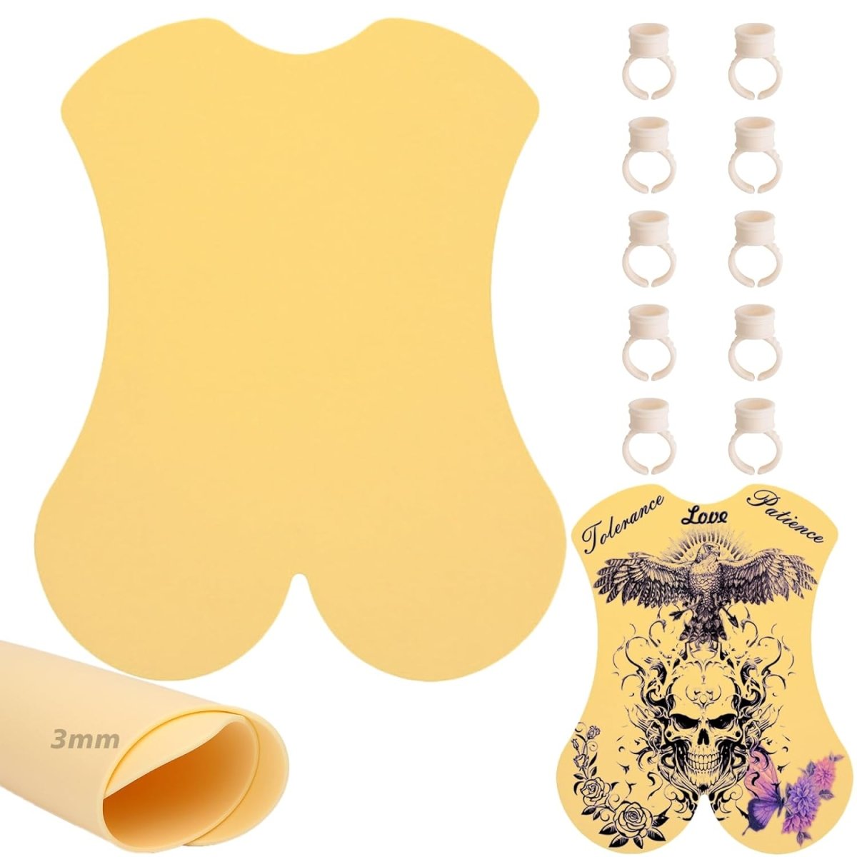 Junlunce Full Back Tattoo Practice Skin 20x16" - 3mm Thick Double-Sided Kit