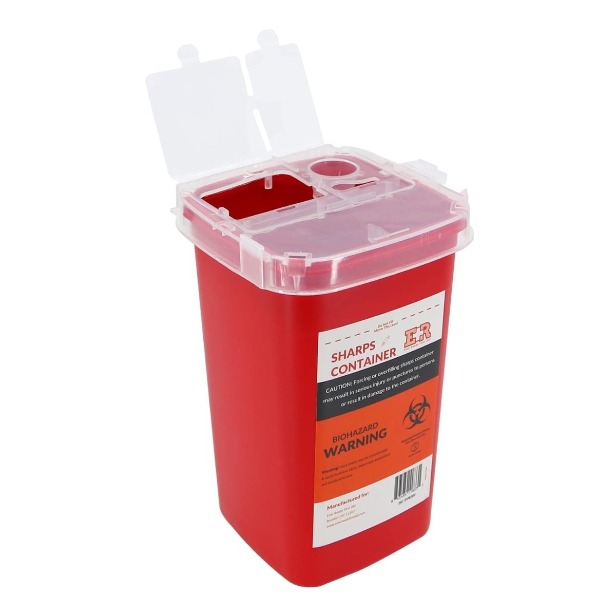 Ever Ready 1-Quart Sharps Container - Secure Split-Lid Design