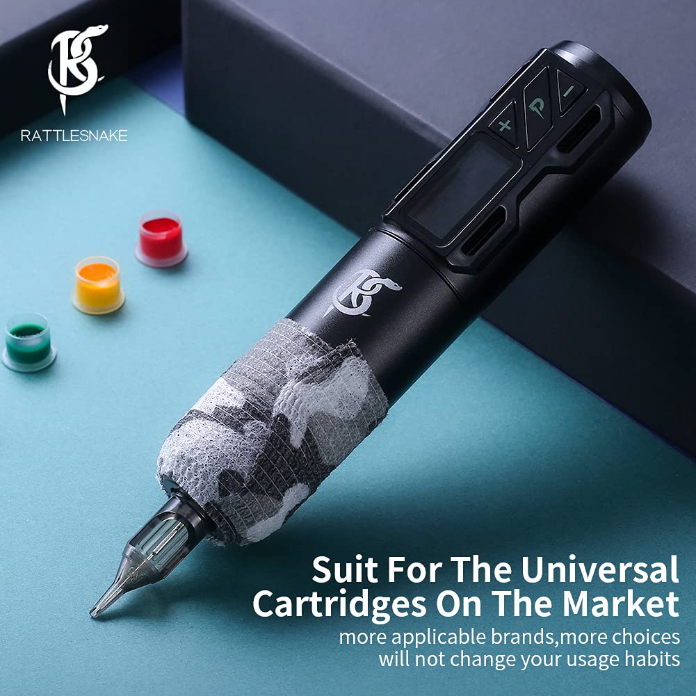 Rattlesnake Wireless Rotary Tattoo Pen Machine - Black