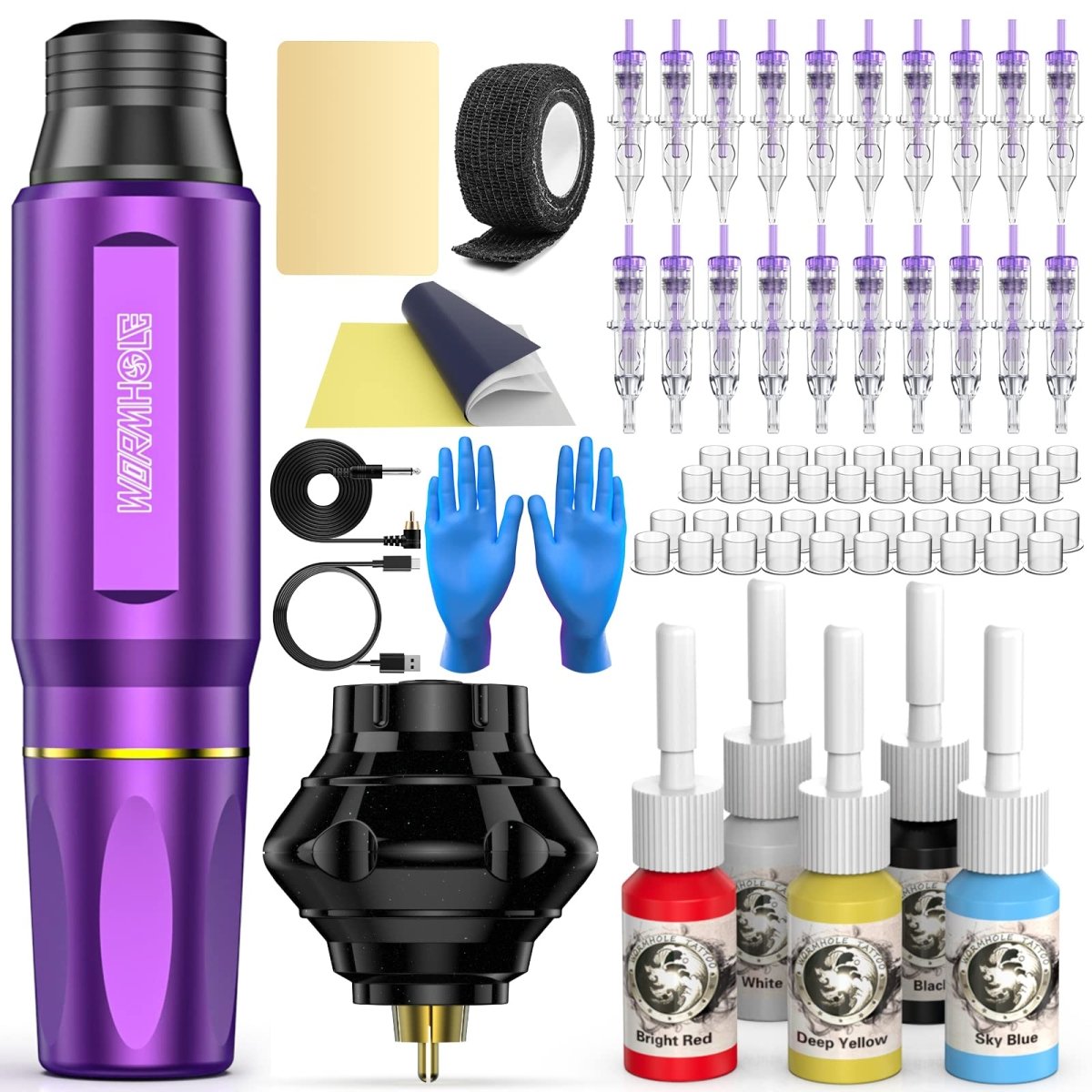 Wormhole Wireless Tattoo Pen Machine Kit WTK176 (Purple & Black)