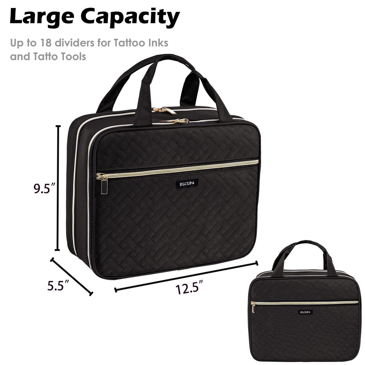 Elcupa Tattoo Carrying Case Bag - Black