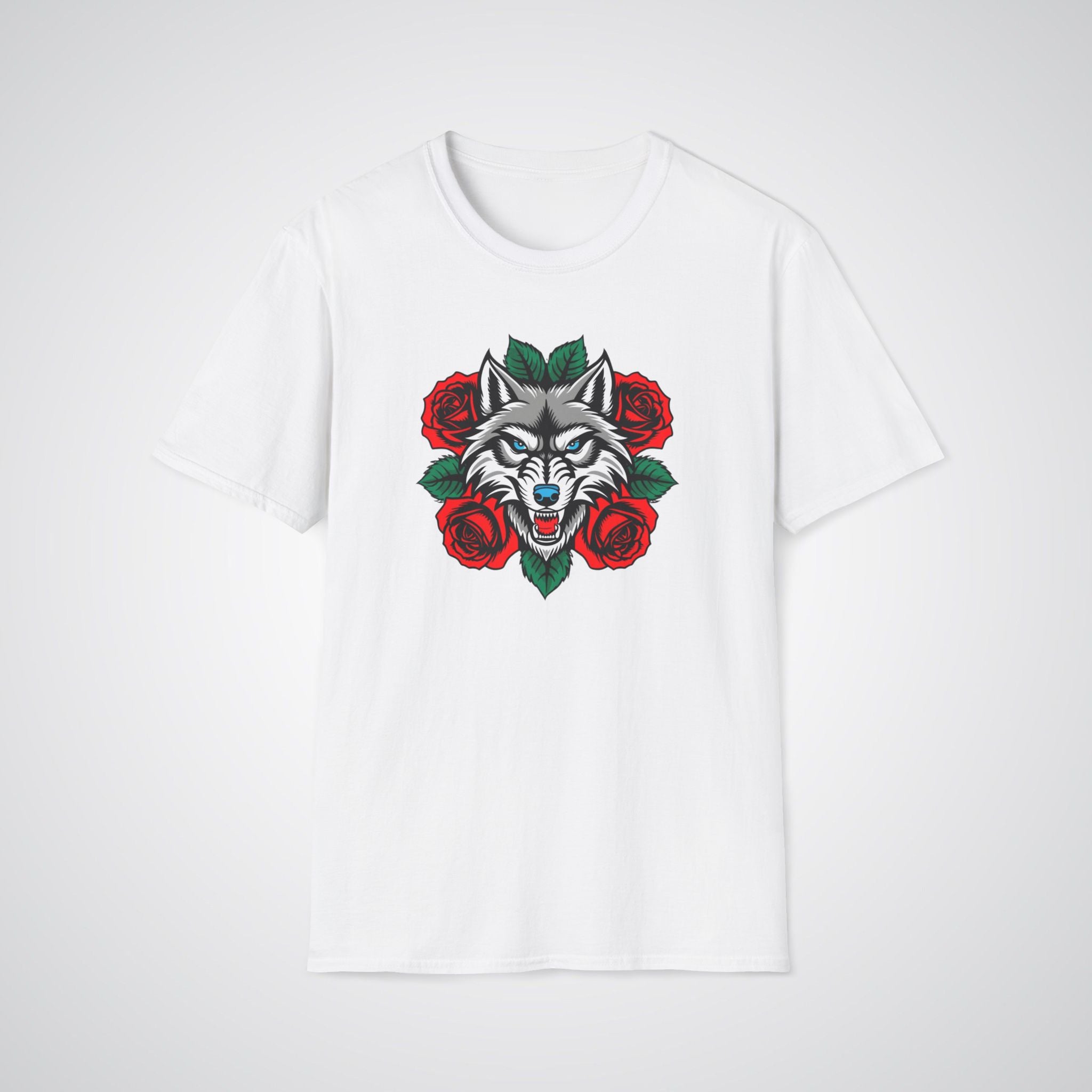 Wolf in Roses Neo-Traditional Tattoo Unisex T-Shirt