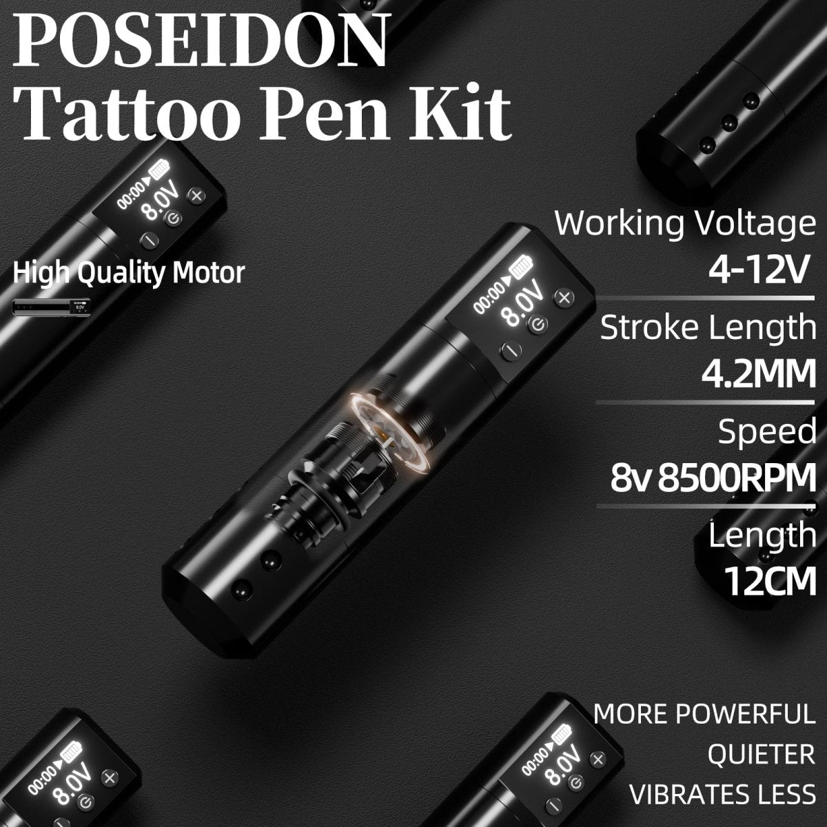 Poseidon Wireless Tattoo Pen Machine Kit PTK-HM125