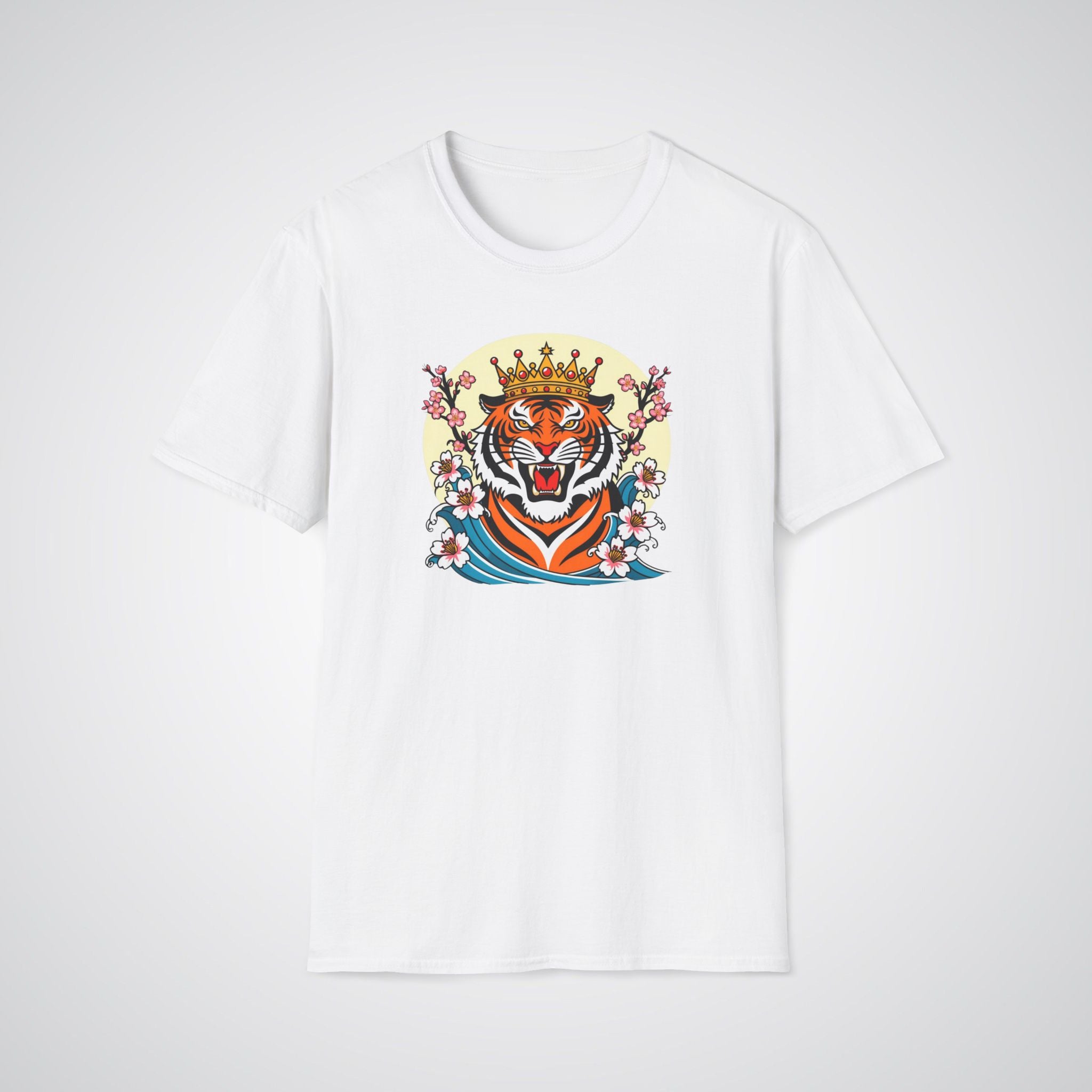 Tiger with Crown Neo-Traditional Tattoo Unisex T-Shirt