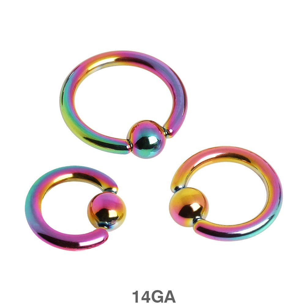 Steel Captive Bead Ring with Dimple Ball - 14GA