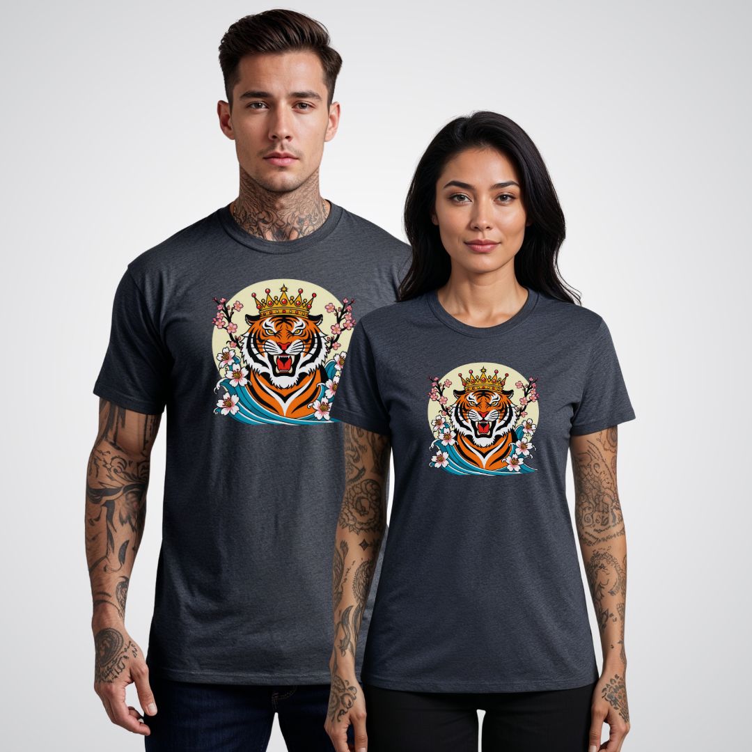 Tiger with Crown Neo-Traditional Tattoo Unisex T-Shirt