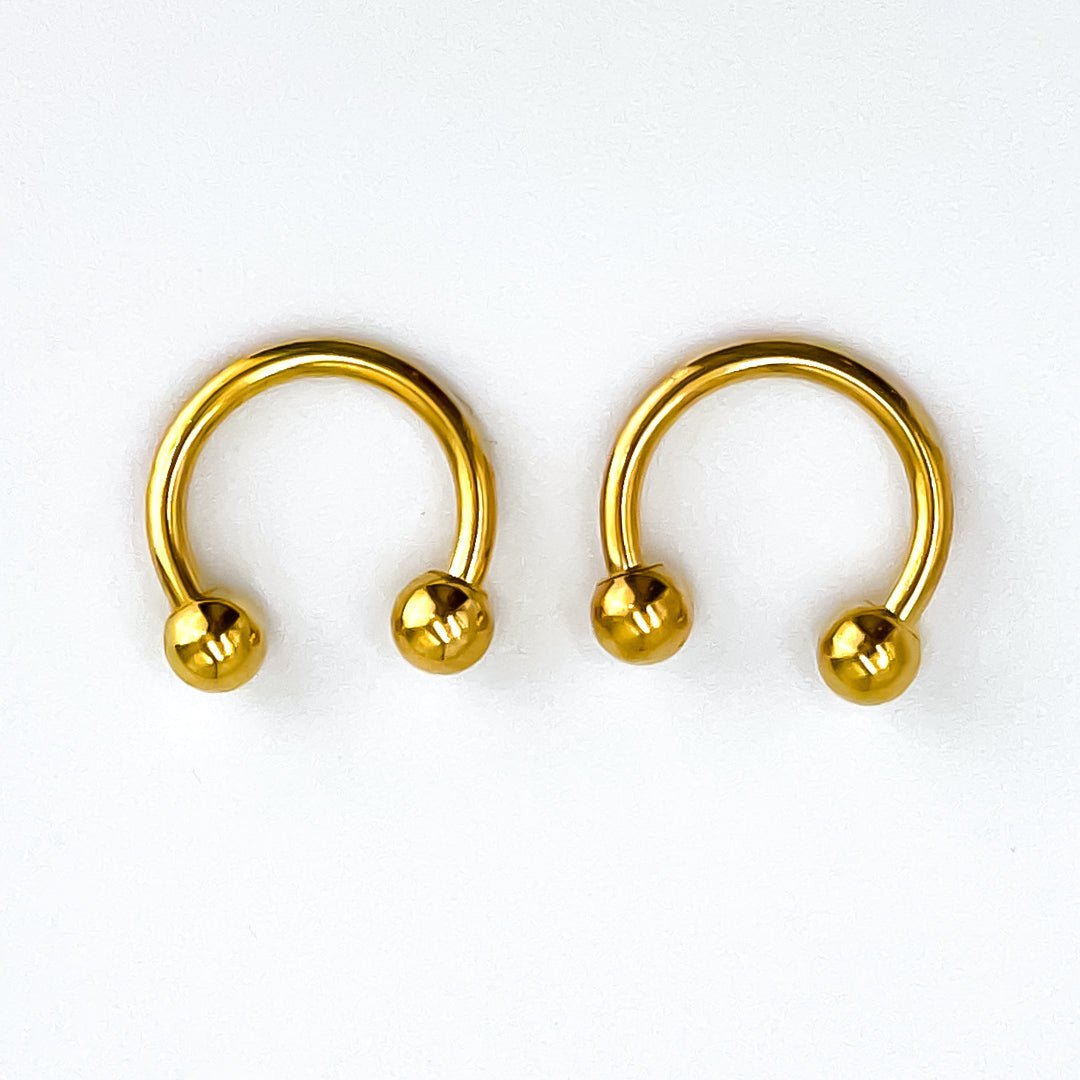 Gold Steel Circular Horseshoe Barbells