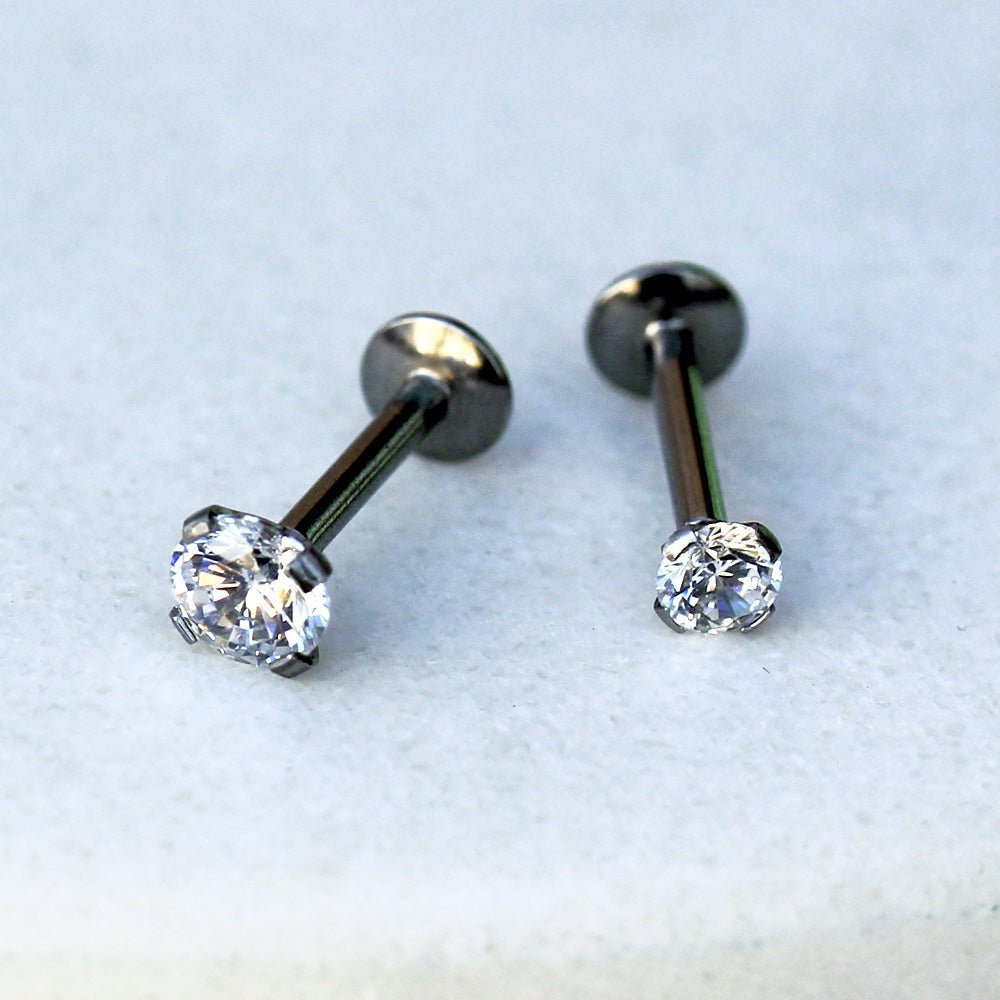 Labret Steel Prong Set Large CZ