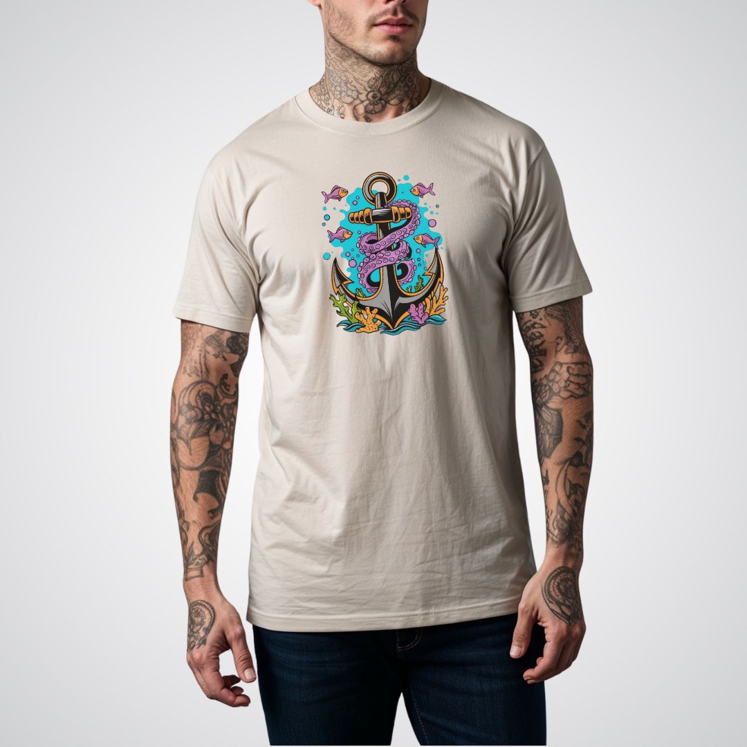 Anchor with Sea Creatures Neo - Traditional Tattoo Unisex T-Shirt - Tattoo Unleashed