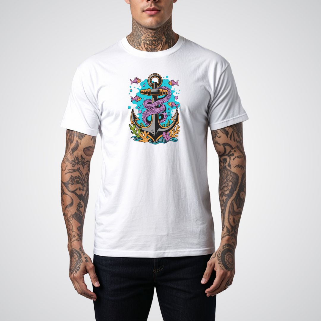 Anchor with Sea Creatures Neo - Traditional Tattoo Unisex T-Shirt - Tattoo Unleashed