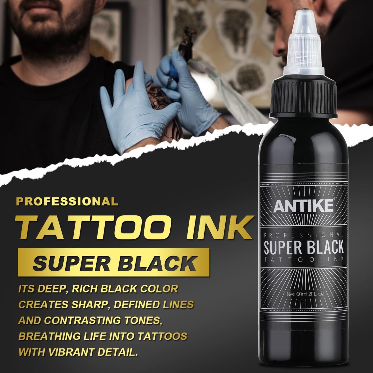 Antike Pro Black Tattoo Ink 2oz, USA Standard Pigment 60ml TI5003-60-030 - Tattoo Unleashed