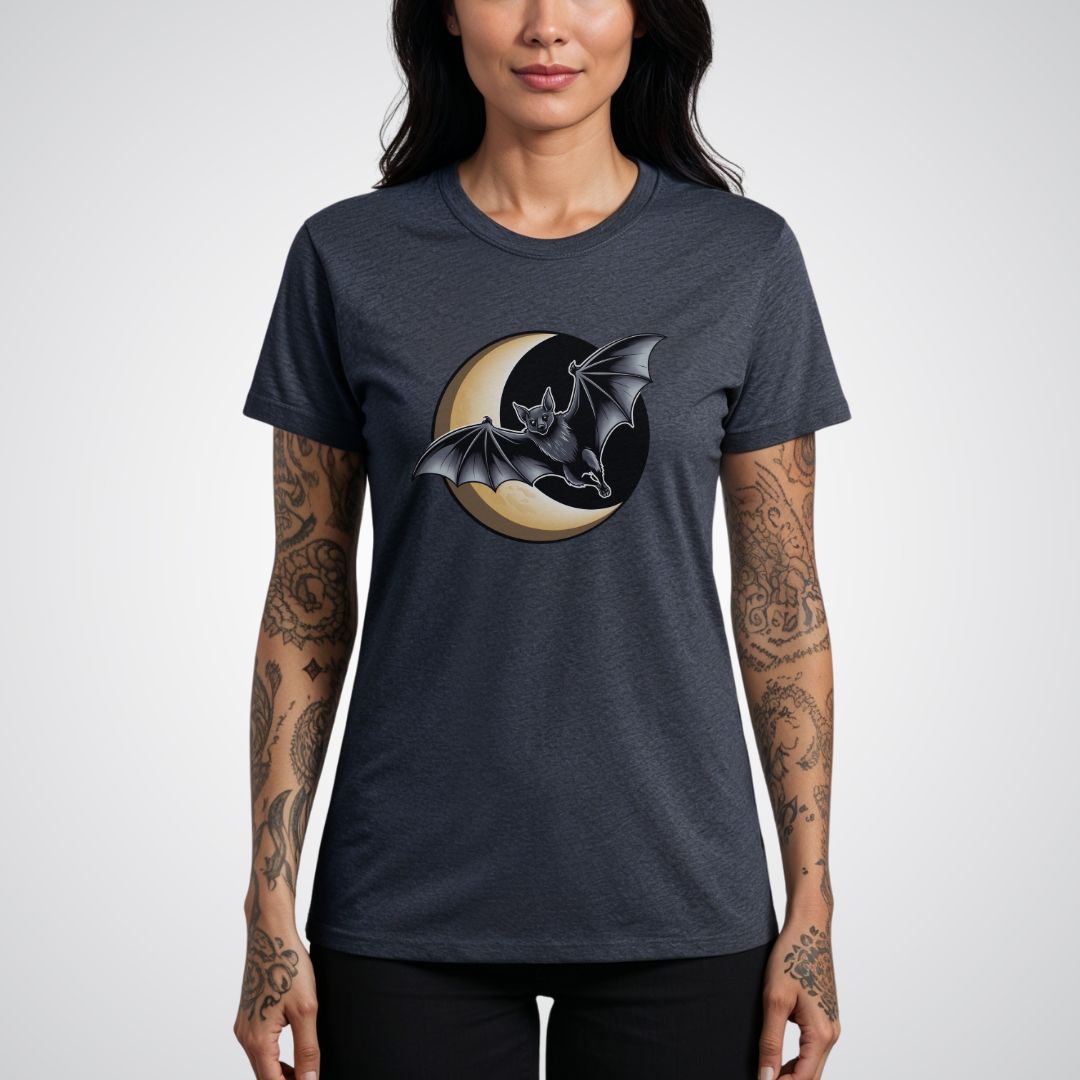 Bat with Crescent Moon Neo - Traditional Tattoo Unisex T-Shirt - Tattoo Unleashed