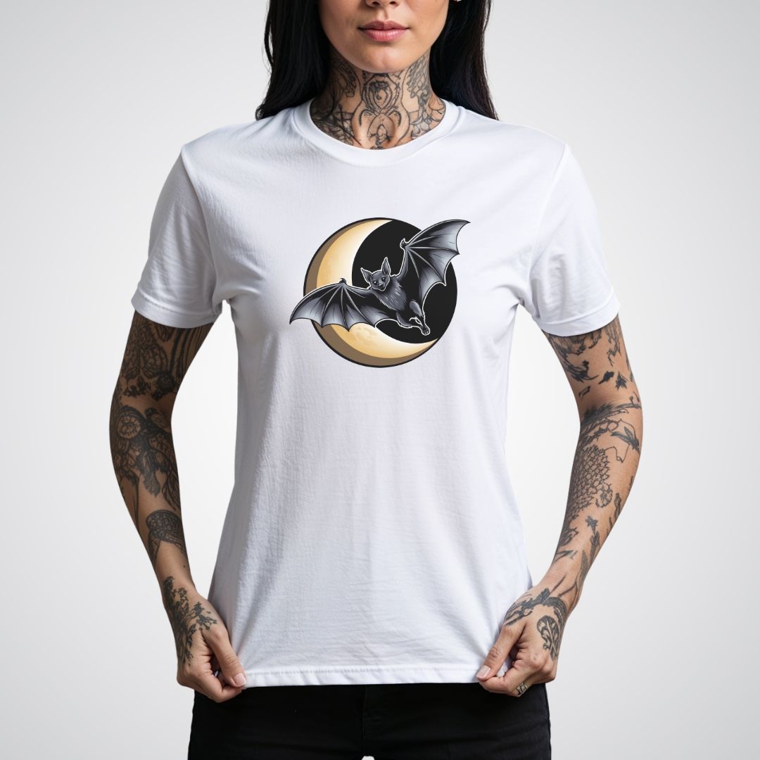 Bat with Crescent Moon Neo - Traditional Tattoo Unisex T-Shirt - Tattoo Unleashed