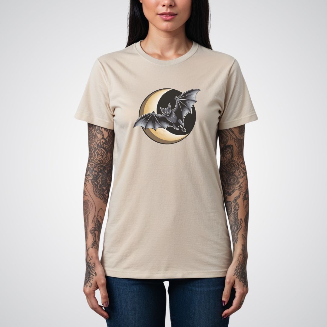 Bat with Crescent Moon Neo - Traditional Tattoo Unisex T-Shirt - Tattoo Unleashed