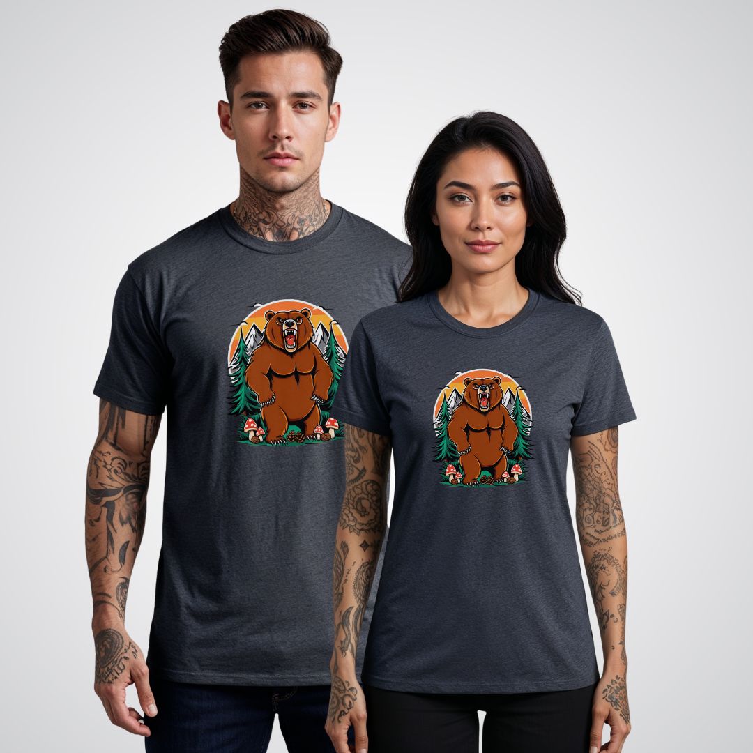 Bear with Forest Elements Neo - Traditional Tattoo Unisex T-Shirt - Tattoo Unleashed