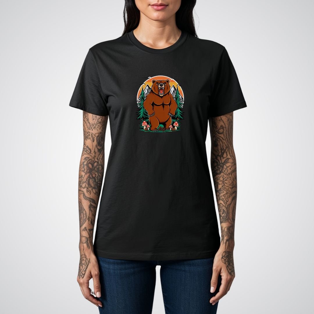 Bear with Forest Elements Neo - Traditional Tattoo Unisex T-Shirt - Tattoo Unleashed