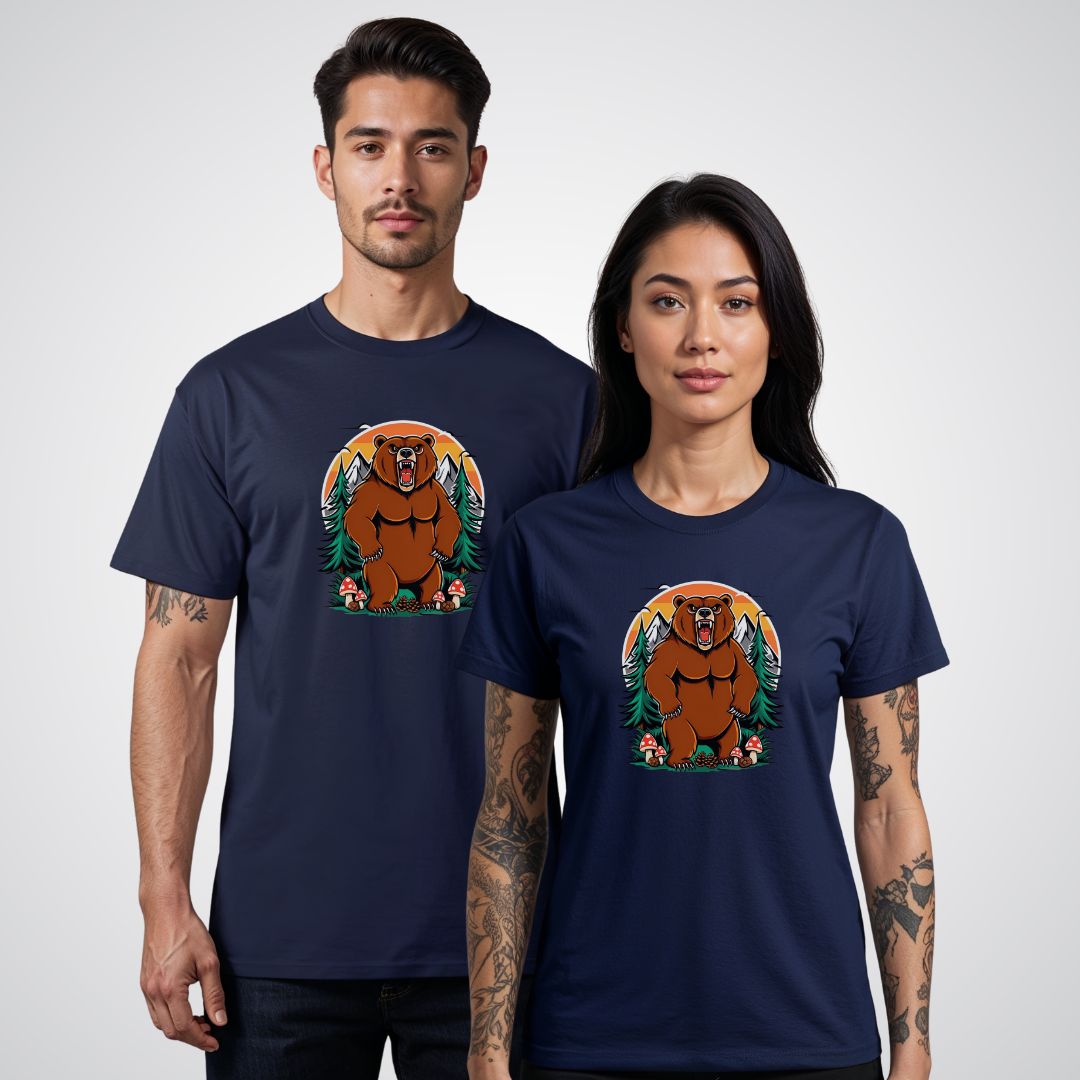 Bear with Forest Elements Neo - Traditional Tattoo Unisex T-Shirt - Tattoo Unleashed