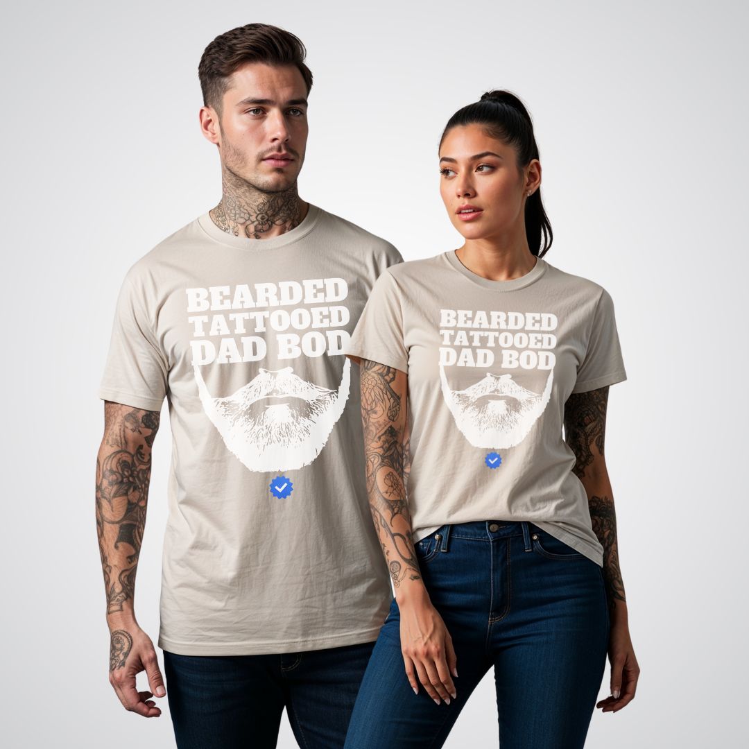 Bearded, Tattooed & Dad Bod Verified Tattoo Unisex T-Shirt - Tattoo Unleashed