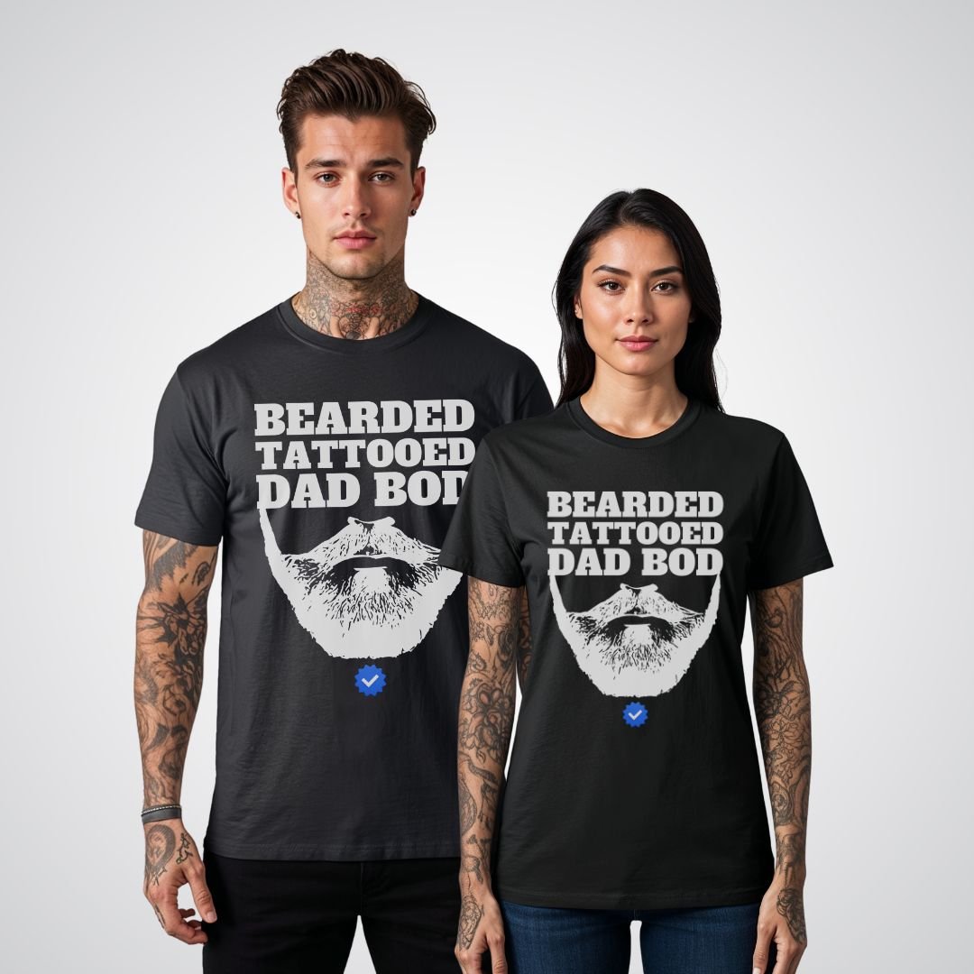 Bearded, Tattooed & Dad Bod Verified Tattoo Unisex T-Shirt - Tattoo Unleashed