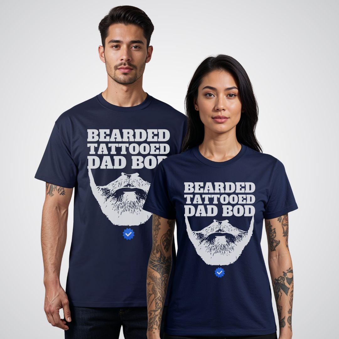 Bearded, Tattooed & Dad Bod Verified Tattoo Unisex T-Shirt - Tattoo Unleashed