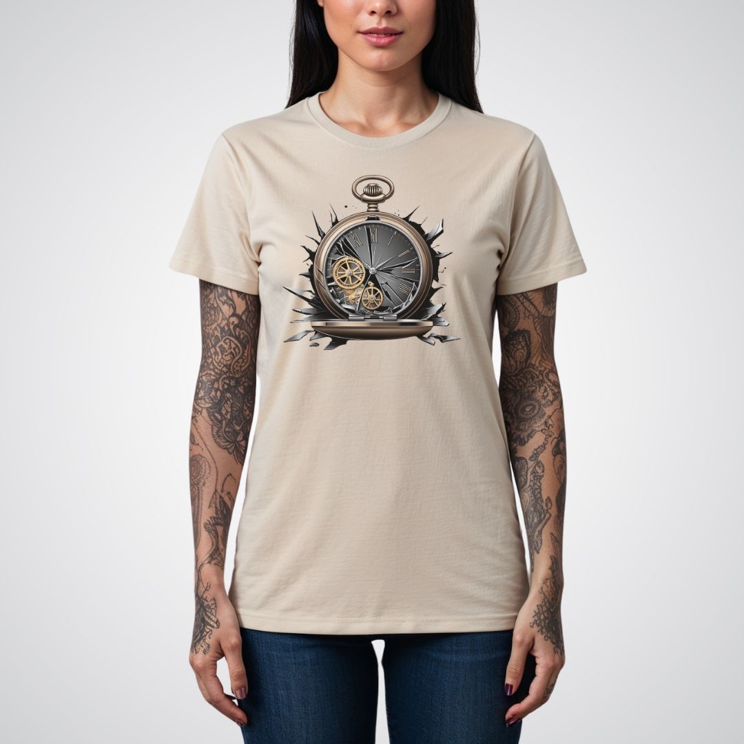 Broken Pocket Watch Realism Tattoo Unisex T-Shirt - Tattoo Unleashed