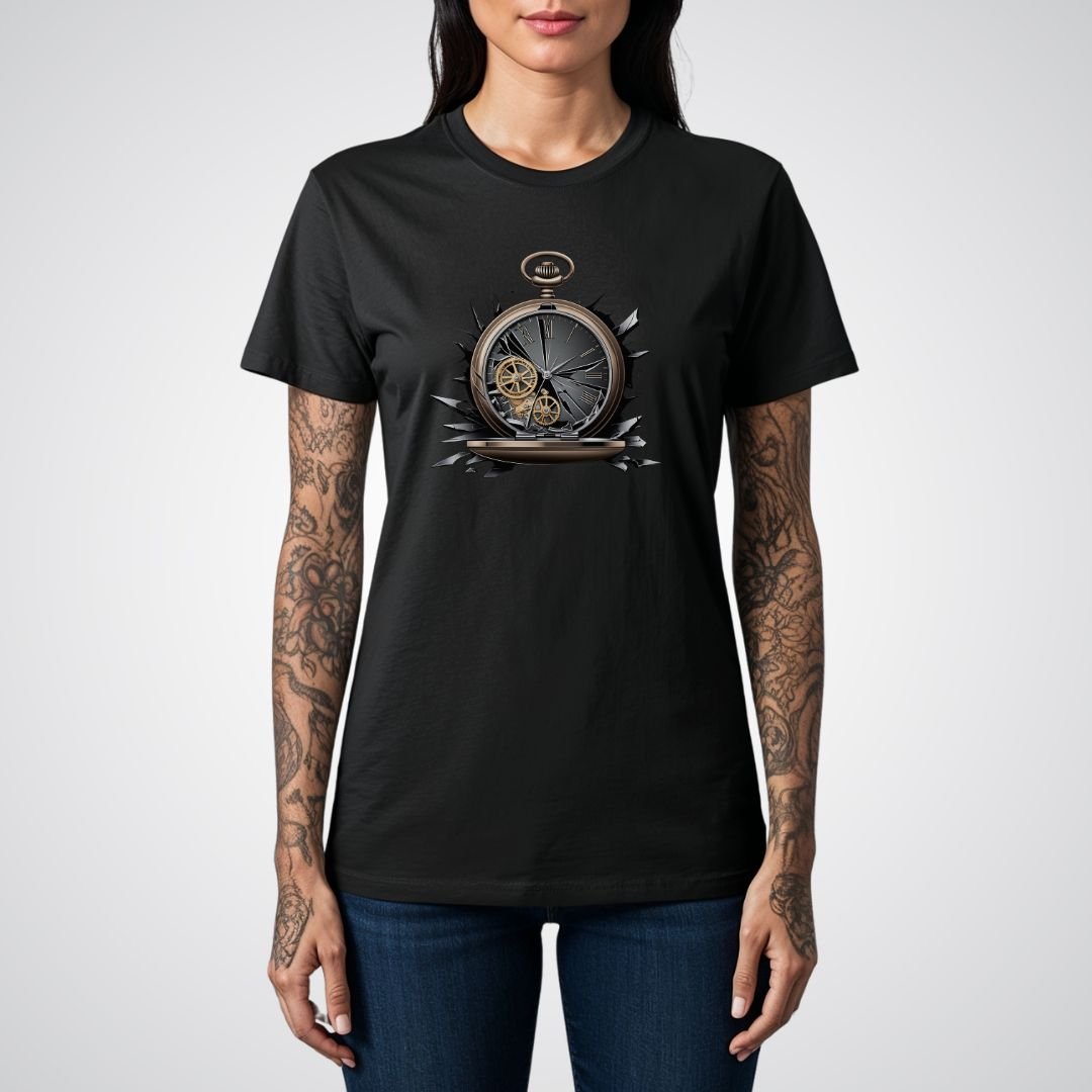 Broken Pocket Watch Realism Tattoo Unisex T-Shirt - Tattoo Unleashed