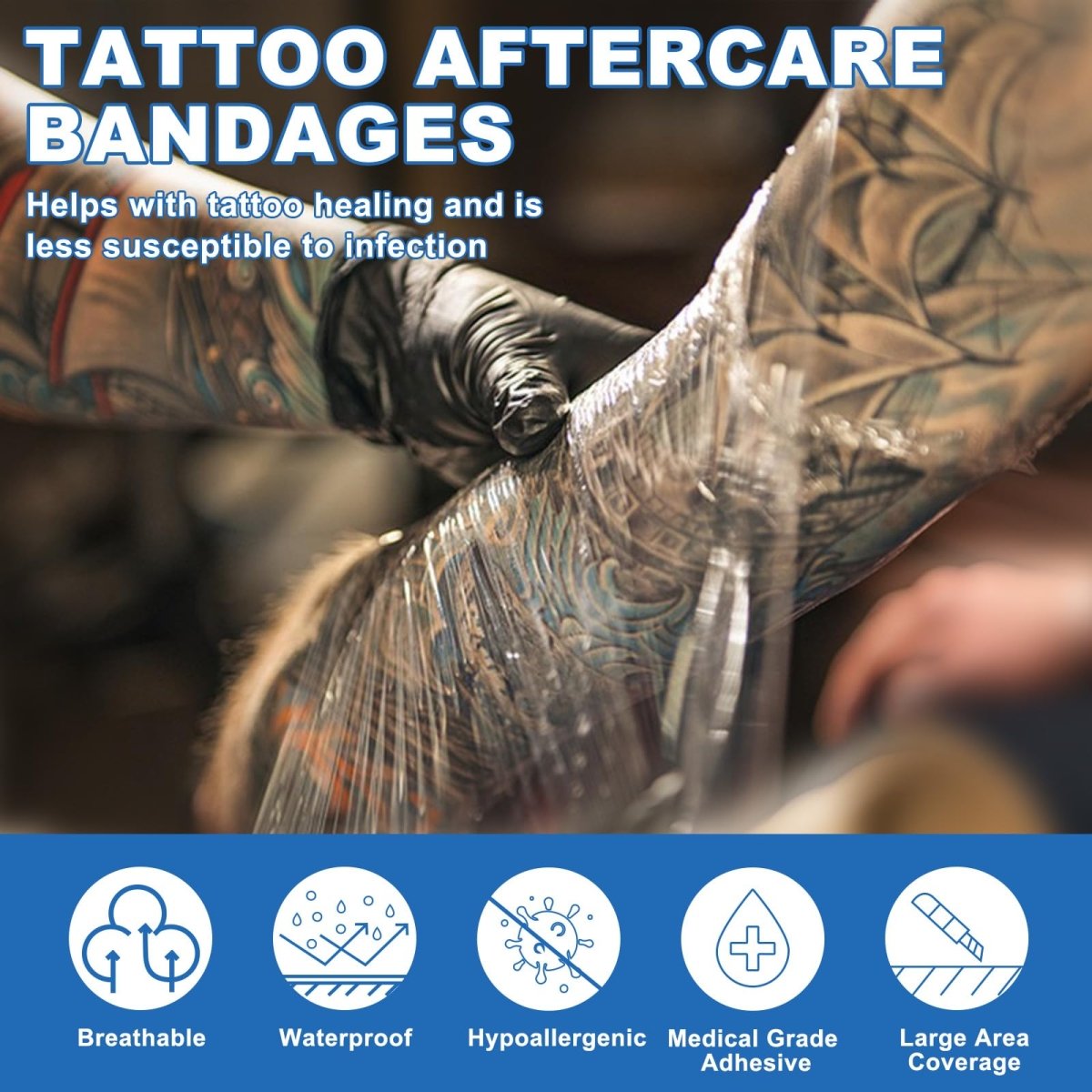 CNC Tattoo Aftercare Bandage 6"x 5.5 Yard Waterproof Adhesive - Tattoo Unleashed